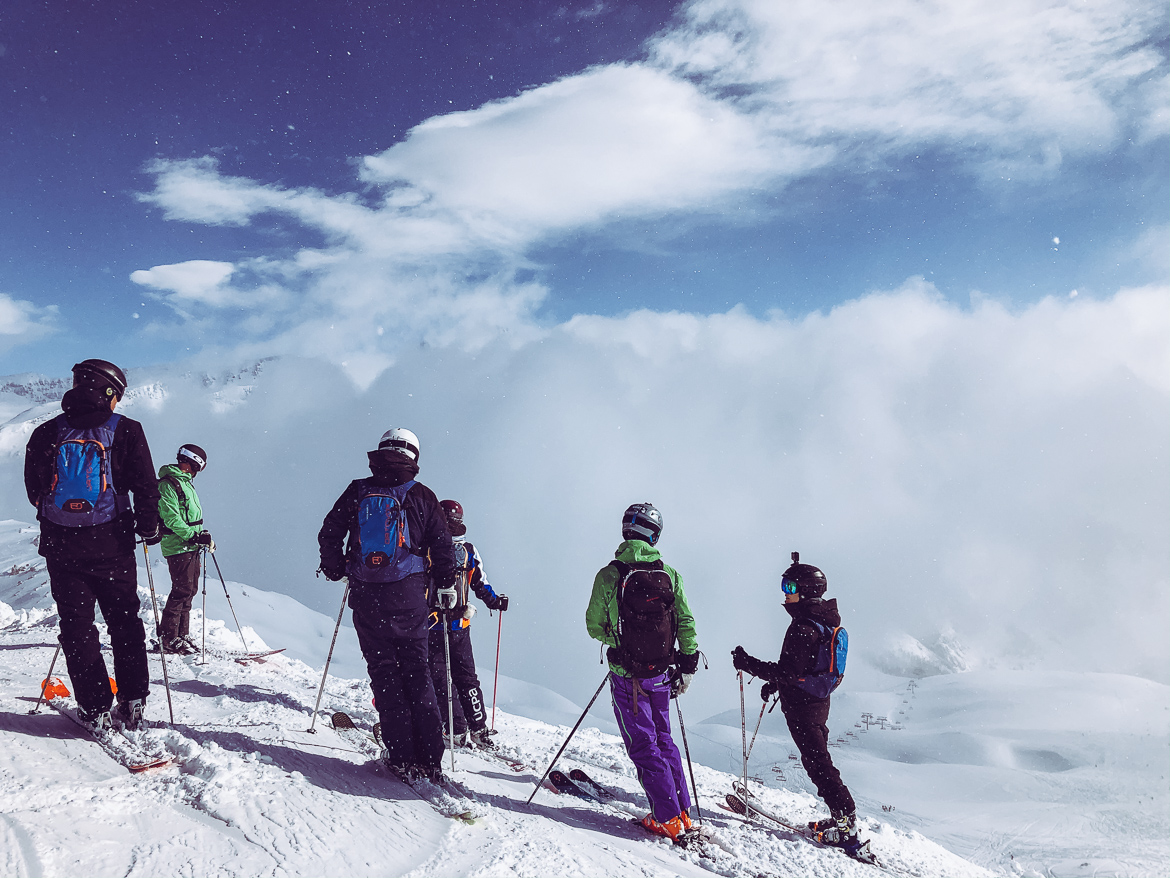 Offpiste skiers in Tignes