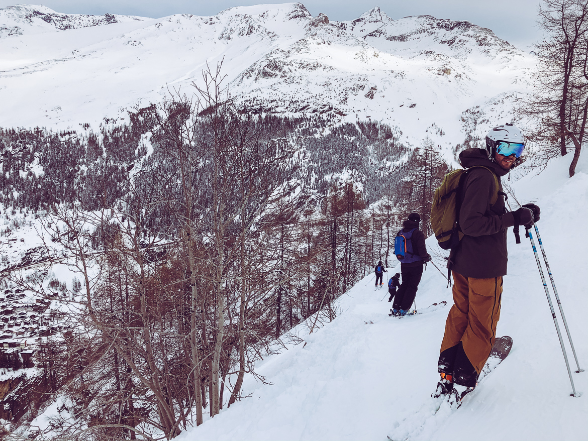 Forest skiing in Tignes