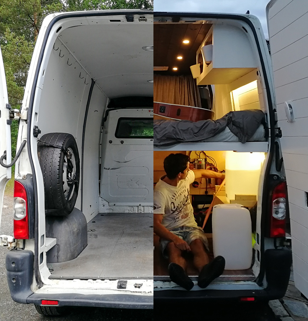 how to build a campervan-before-after
