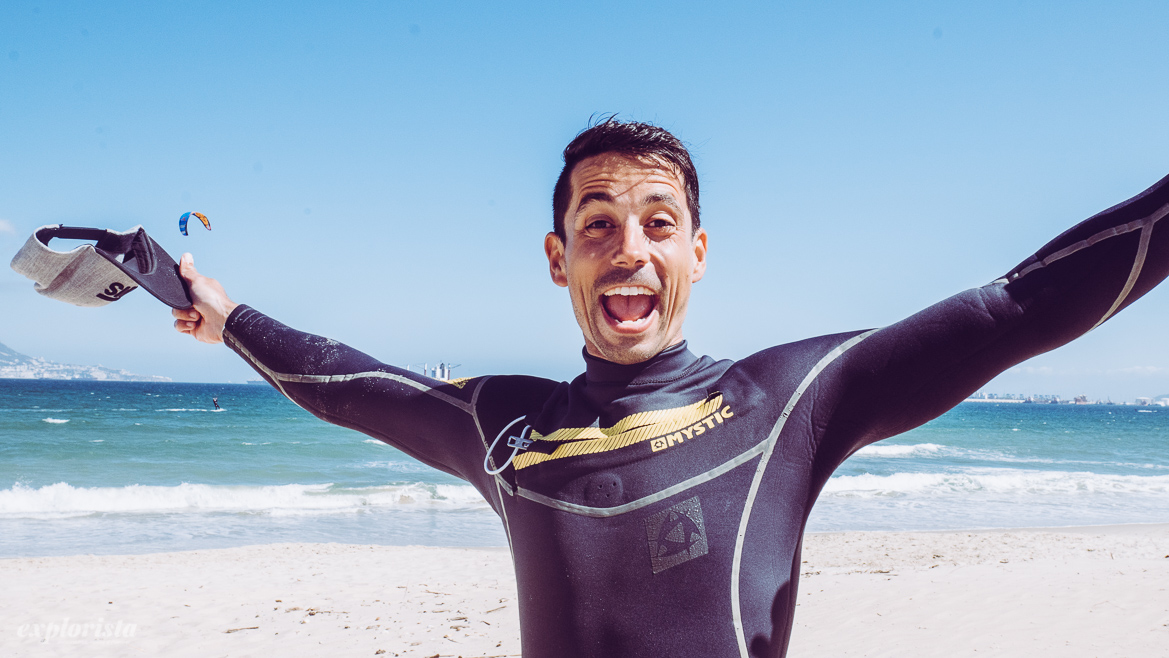 Kitesurfer with happy smile